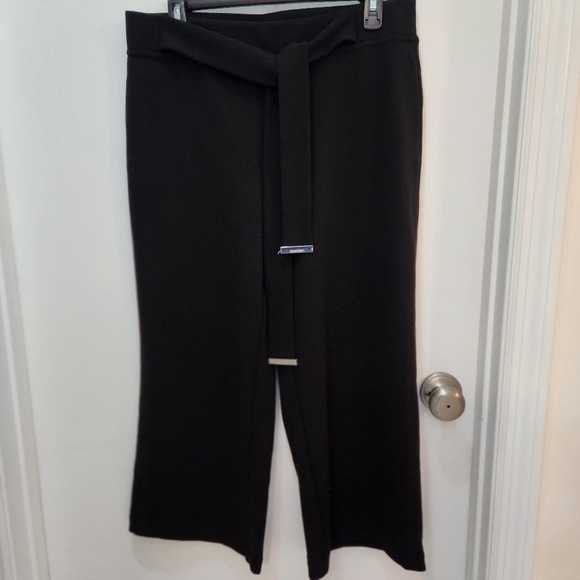 Calvinklein wide leg pointe cropped pants belted sz M logo work wear - Picture 9 of 9